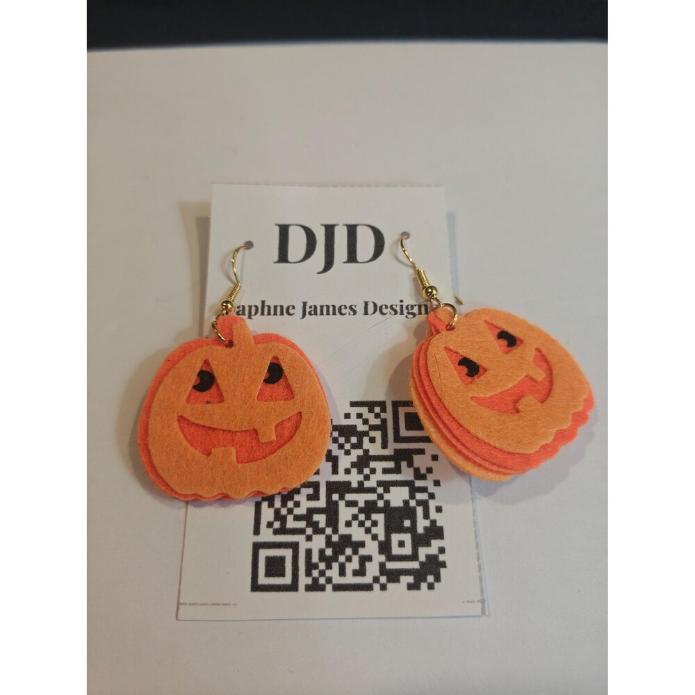 Handmade Felt Pumpkin Dangle Earrings